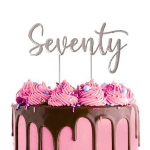 Seventy Silver Metal Cake Topper - Click Image to Close